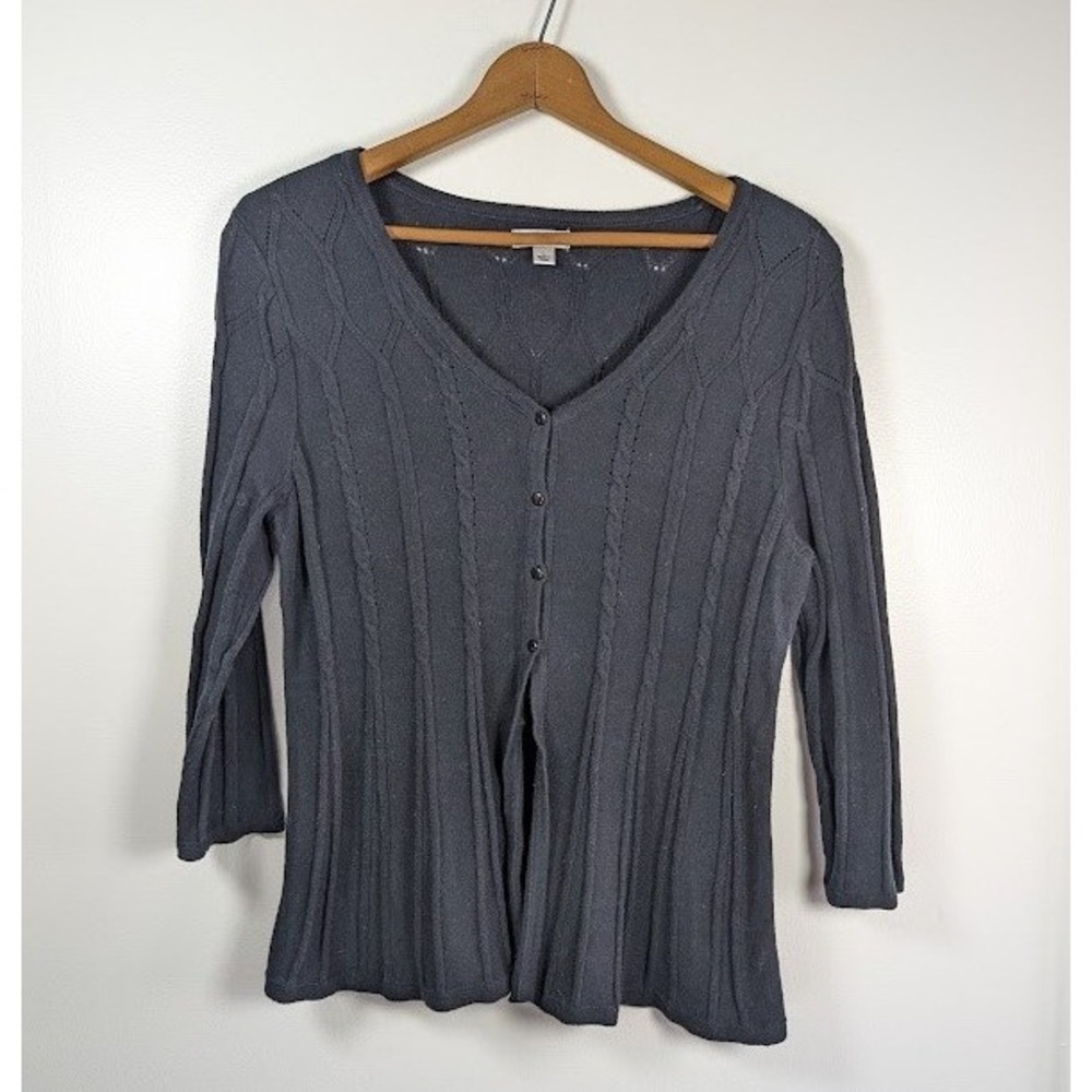Croft & Barrow Cable Knit Sweater Size Large Whimsigoth Witchy Fairy 3/4 Sleeve